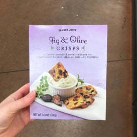 box of fig & olive crisps