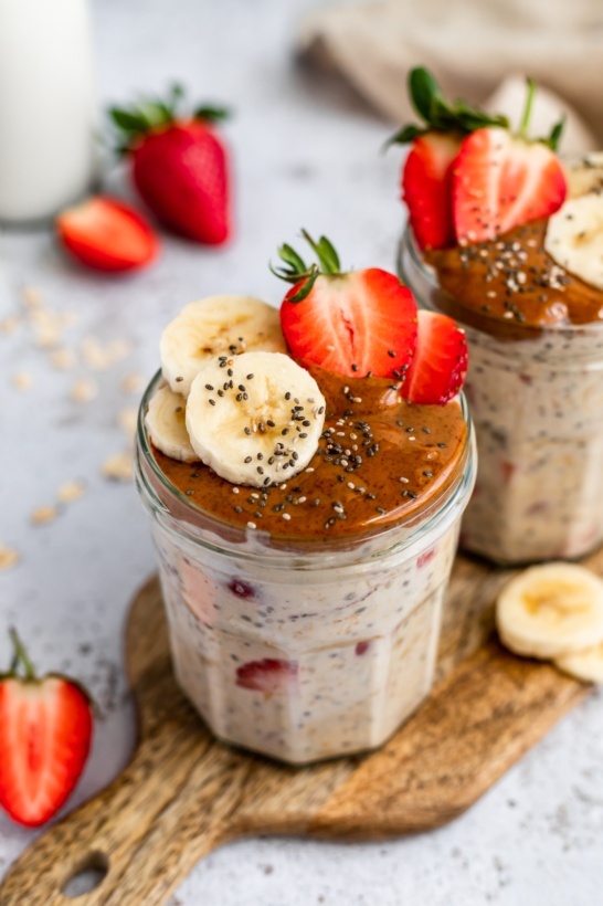 Almond Butter, Strawberry Banana Overnight Oats Ambitious Kitchen