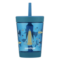 blue cup with a straw
