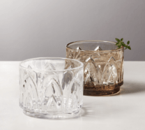 two old fashioned cocktail glasses