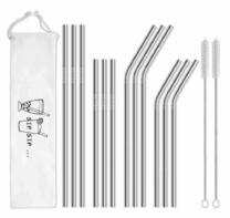 metal straws with a bag