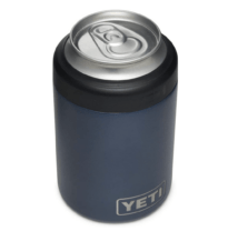 beer in a navy koozie