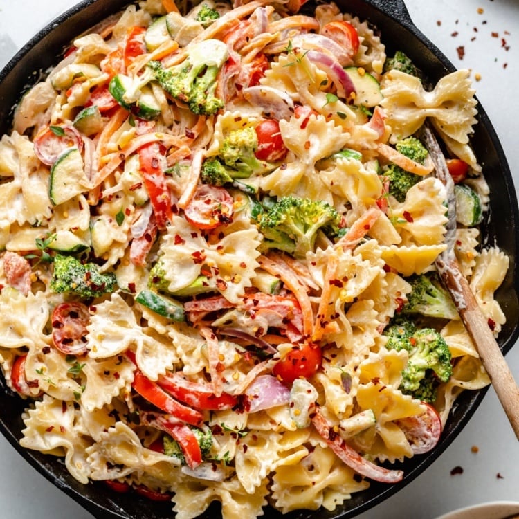 Vegan Pasta Primavera with Creamy Garlic Cashew Sauce