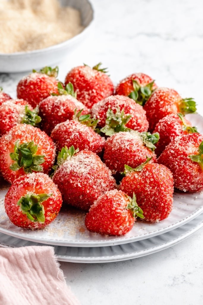 drunken strawberries on a plate