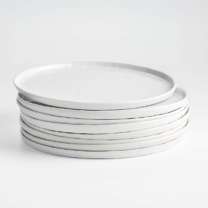 stack of white dinner plates