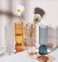 glass vases on a table
