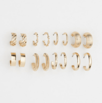 set of 8 pairs of gold hoop earrings
