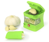 green garlic press tool