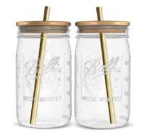 mason jars with lids and straws