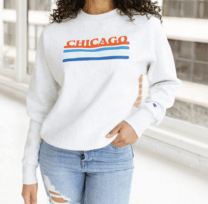 woman in a chicago sweatshirt