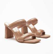 pair of brown heeled sandals