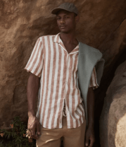man in a striped shirt