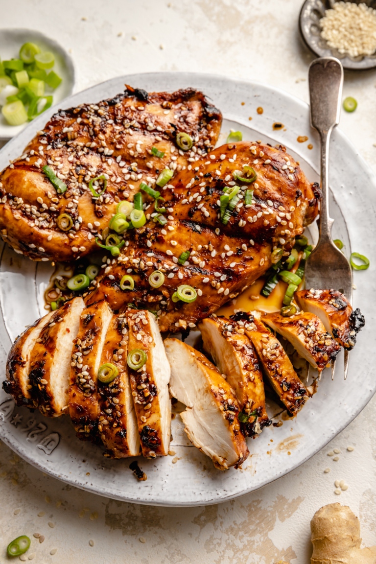 Sesame Tahini Chicken with Cucumber Salad