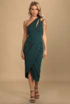 woman in a green dress