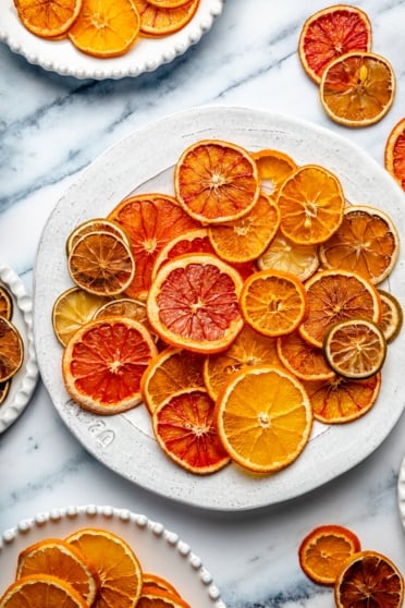 dried citrus on a plate