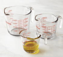 three glass measuring cups