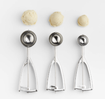three cookie scoops