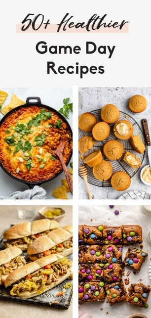 collage of healthier game day recipes