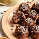 protein brownie bites on a plate