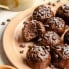 protein brownie bites on a plate