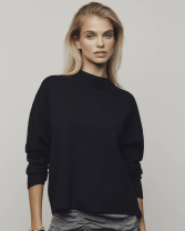 woman in a black sweater
