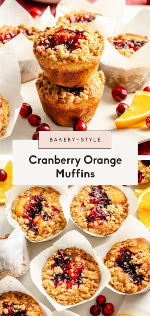 collage of cranberry orange muffins
