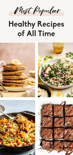 collage of the most popular healthy recipes on Ambitious Kitchen