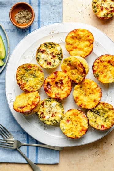 high-protein cottage cheese egg bites on a plate