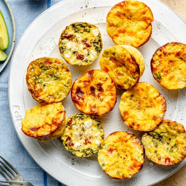 high-protein cottage cheese egg bites on a plate