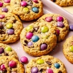 healthy lactation monster cookies on a baking sheet