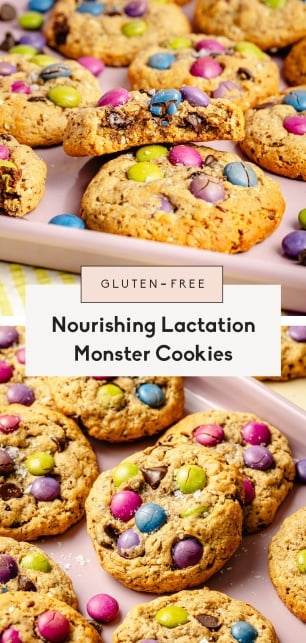 collage of lactation monster cookies