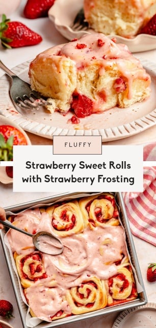 collage of strawberry sweet rolls