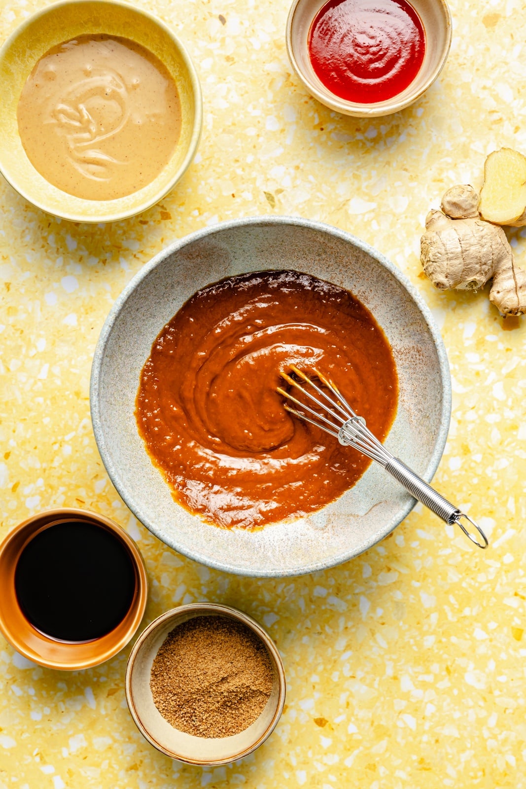 whisking sauce for peanut noodles with chicken