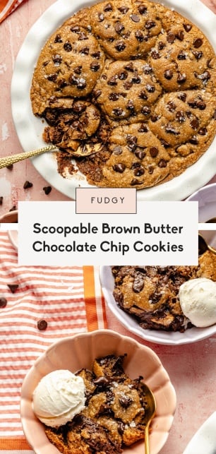 collage of scoopable chocolate chip cookies