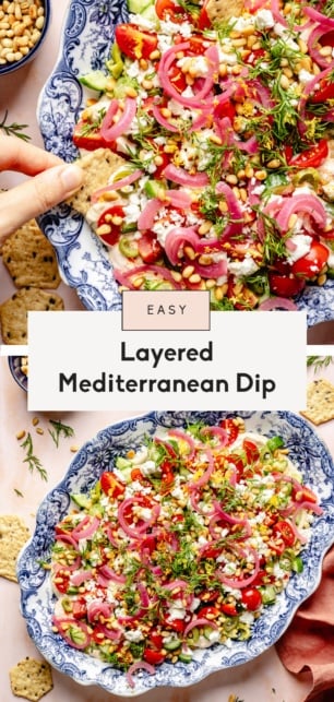 collage of an easy mediterranean dip recipe