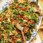 peanut kale salad on a platter