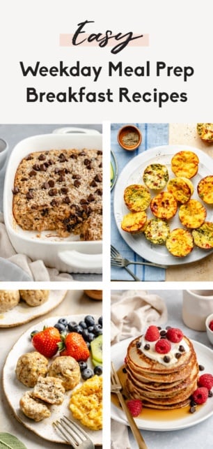 collage of meal prep breakfast recipes