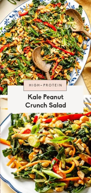 collage of a peanut kale salad recipe