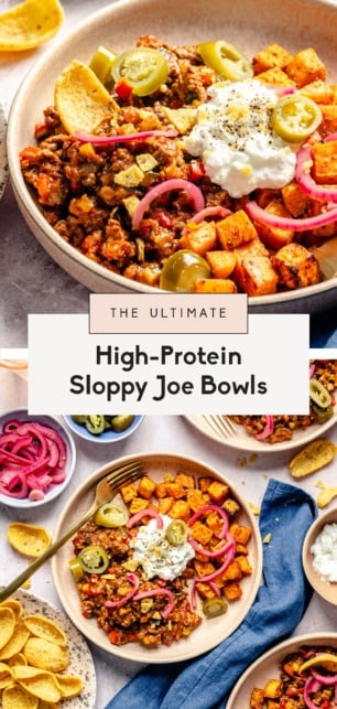collage of healthy sloppy joe bowls