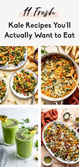 collage of kale recipes